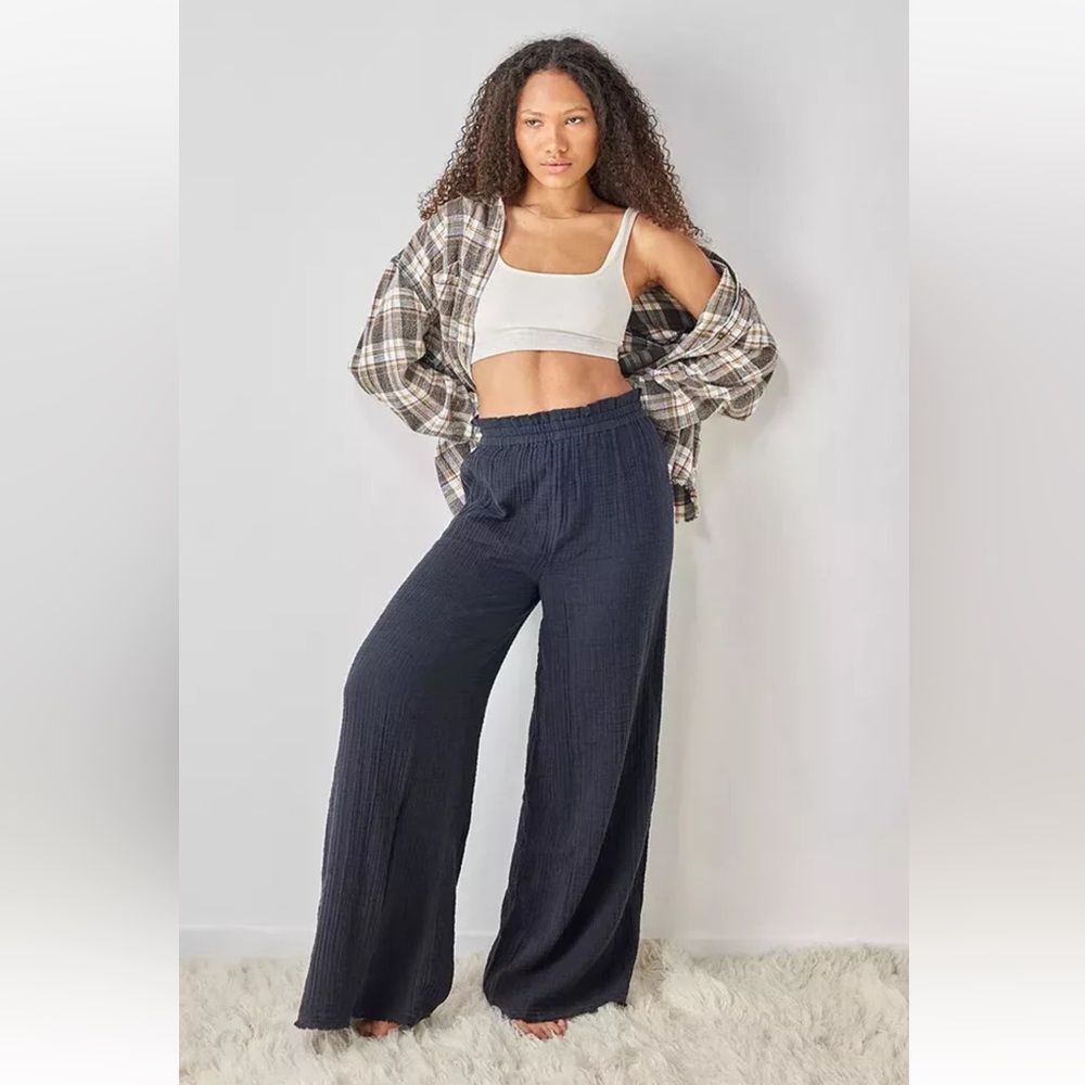 Pinch lounge pants Navy Blue 100% Cotton Wide Leg Pants Elastic Waist S